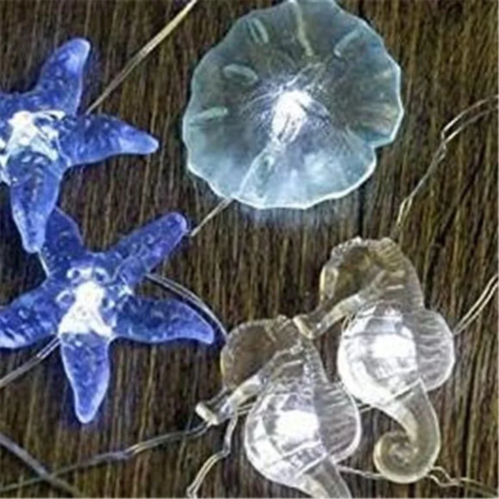 Under The Sea Sand Dollars Seahorse Beach Lights Battery 10 ft 30 LEDs